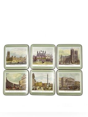 6 Vintage Pimpernel Cork Backed Coasters Sites From 19th Century London